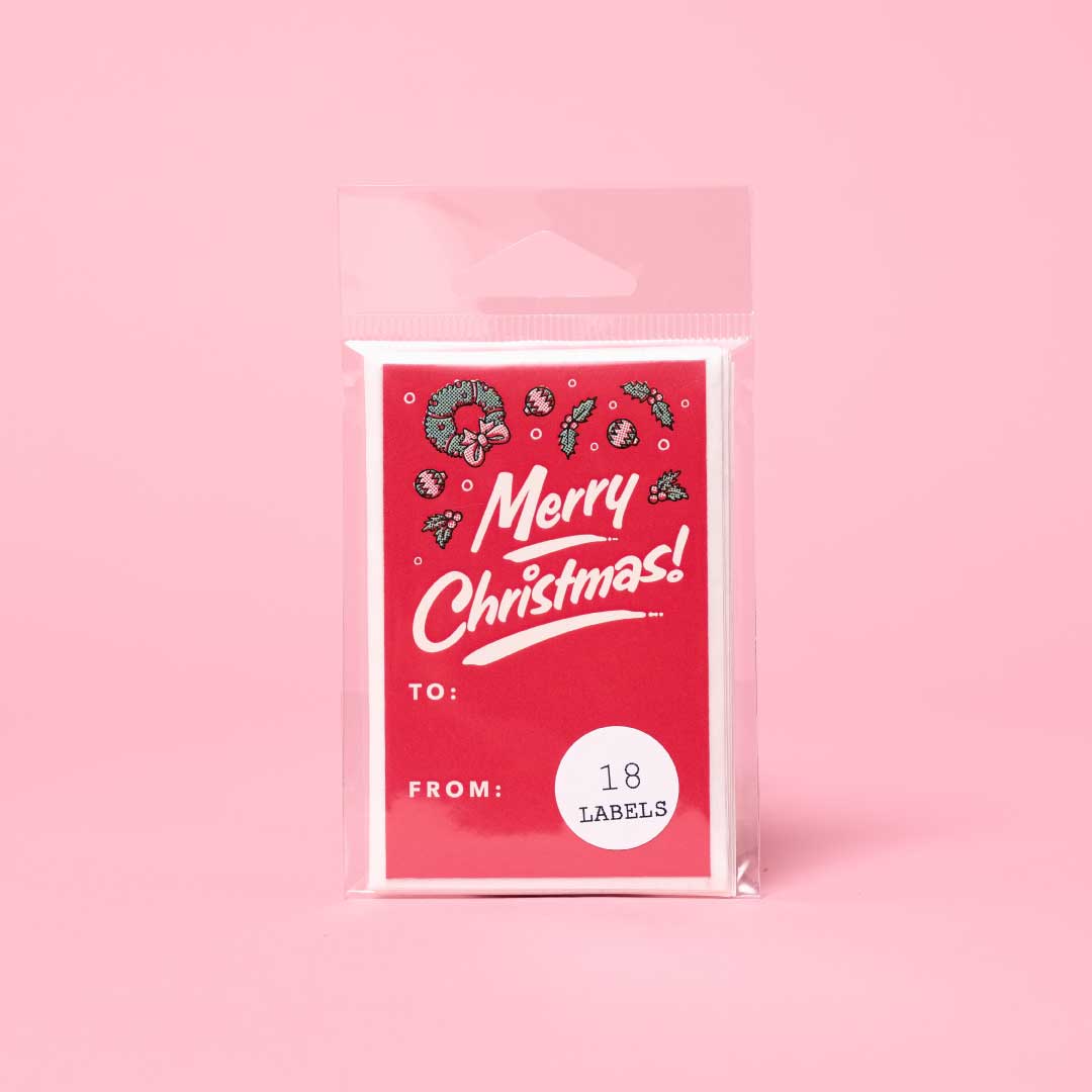 Merry Christmas Wreath Gift Labels
